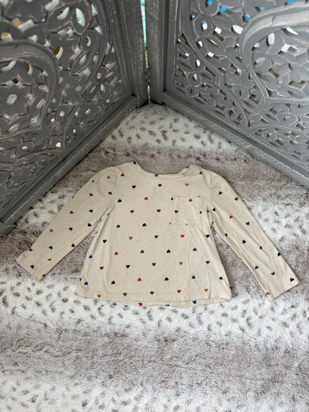 GAP Kids cream long sleeve top girls 2T hearts polka dot lovecore preschool fall